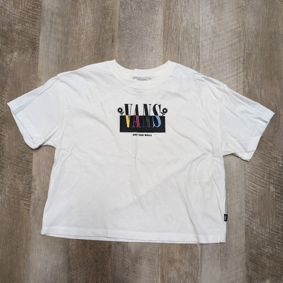 Vans White Cropped Tee Shirt Women's Size Small - Picture 5 of 7